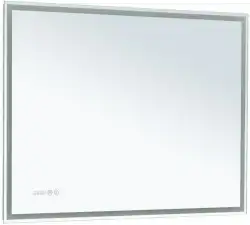 Зеркало Aquanet Оптима 100х75 288967 с подсветкой, сенсорный выключатель с функцией диммера, с подогревом, с цифровым термометром и часами Белый