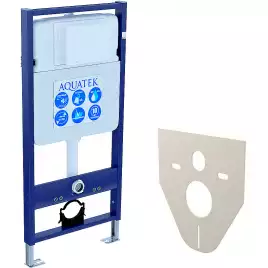 Комплект унитаза с инсталляцией Aquatek Set Aquatek Классик-010 4в1 с сиденьем Микролифт и клавишей смыва Хром глянцевый