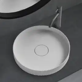 Раковина накладная ABBER STEIN 40х40х6 AS2604, круглая, белая матовая