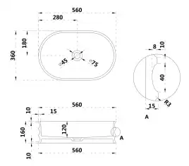 Раковина накладная ABBER STEIN 56х36х16 AS2650, овальная, белая матовая