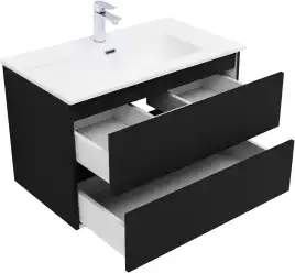 Тумба под раковину Aquanet Вега 2.0 80 черный, подвесная, 337955