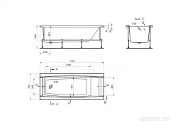 Акриловая ванна Santek Санторини 170х70 1WH302487 прямоугольная, Белая