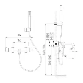 Смеситель для ванны с душем AVS Slimmer брашированное розовое золото, 811-111-PG