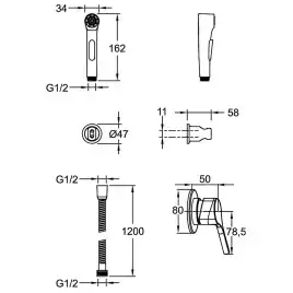 Гигиенический душ со смесителем Jacob Delafon E24610-CP однорычажный, Хром