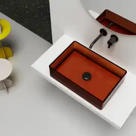 Раковина накладная ABBER KRISTALL 60х40х15 AT2803Opal, прямоугольная, коричневая