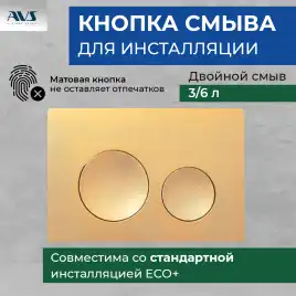 Клавиша смыва AVS 809-0012-MG круглые кнопки, брашированное золото