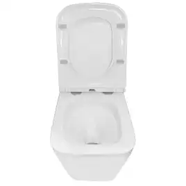 Подвесной унитаз Azario Teramo AZ-0052-UQ3 безободковый, смыв Торнадо, в комплекте с сидением микролифт, Белый глянцевый