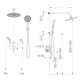 Встраиваемая душевая система AVS SLIMMER 811-121-BG, брашированное золото