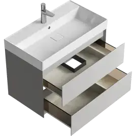 Тумба с раковиной подвесная Aqwella Geometria 80 GE01082ST, с двумя ящиками, цвет серый туман