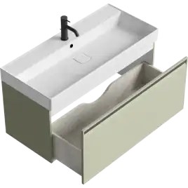 Тумба с раковиной подвесная Aqwella 5 Stars Pure 100 см, PUR0110SH, цвет Шалфей зелёный