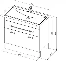 Тумба под раковину Aquanet Верона 90 белый (напольная 1 ящик 2 дверцы) 182708