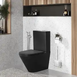 Напольный унитаз Grossman GR-4450BMSQ безободковый, смыв торнадо, Черный матовый