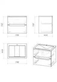 Тумба под раковину Grossman Адель-Норма 60 подвесная, белая глянцевая (106038)