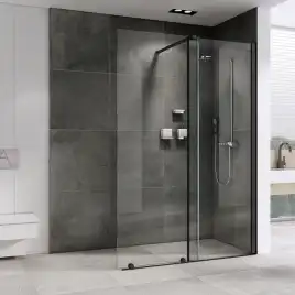 Душевая перегородка Abber Komfort 120 см, AG09120B, профиль Черный, стекло Прозрачное