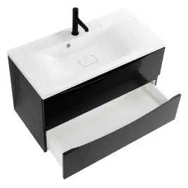 Тумба под раковину BelBagno MARINO-800-2C-SO-NL-P подвесная Nero Lucido