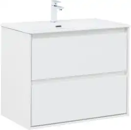 Тумба под раковину Aquanet Милан 80 белый глянец, подвесная, 336369
