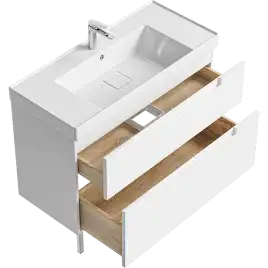Тумба с раковиной напольная Aqwella Vancouver 100 VAN01102N, с двумя ящиками, цвет белый