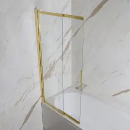 Шторка на ванну AVS Слайдер Плюс 80 см профиль брашированное золото, стекло прозрачное, 803-0011-150-82-GB-T