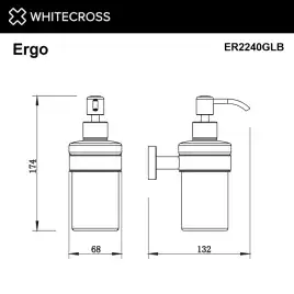 Дозатор для жидкого мыла Whitecross ERGO gold brushed, ER2240GLB, Золото брашированное