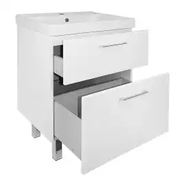 Тумба с раковиной Azario Ника 60 CS00091368, напольная, Белая глянцевая