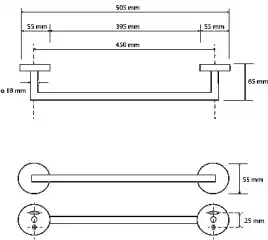 Полотенцедержатель 45 см BEMETA GRAPHIT Антрацит матовый 156204022