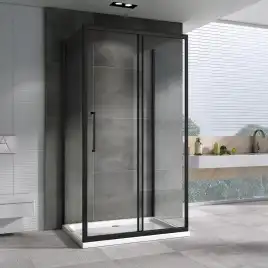 Душевой уголок ABBER Schwarzer Diamant 100х85 см, AG30100BH-S85B-S85B, профиль черный, стекло прозрачное