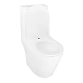 Унитаз напольный Azario Berton AZ-6093 безободковый, смыв Торнадо, с бачком и сидением микролифт, Белый глянцевый
