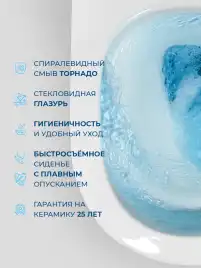 Унитаз подвесной BelBagno ETNA BB008CH-TOR/SC безободковый с сиденьем и смывом TORNADO