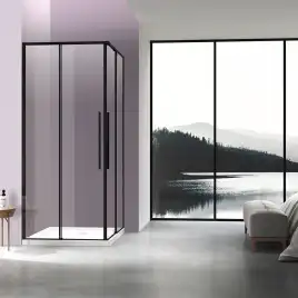 Душевой уголок Vincea Slim-N 100х90 VSS-4SN9010CLB, дверь раздвижная, профиль черный, стекло прозрачное