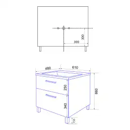 Тумба с раковиной Azario Ника 60 CS00091368, напольная, Белая глянцевая