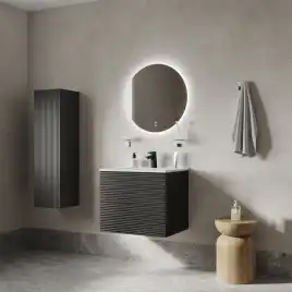 Тумба с раковиной IDDIS Bild 60, подвесная, Темно-серый, BIL60G0i95K