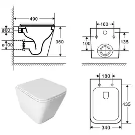 Унитаз подвесной Azario Pro PRO-0002 UQ3 подвесной, безободковый, со смывом 