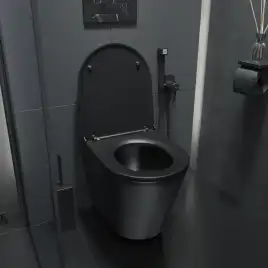 Унитаз подвесной IDDIS Calipso CALR3BMi25 безободковый, с сиденьем микролифт Черный матовый