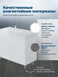 Тумба под раковину Aquanet Nova Lite 2.0 100 напольная, белый глянец, левая, 346341