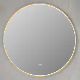 Зеркало с подсветкой AVS AZ 80 см Антипар Брашированное золото