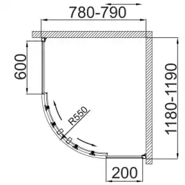 Душевой уголок AVS Раунд 120x80 профиль хром, стекло прозрачное, 803-0022-195-1280-CR-T