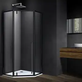 Душевой уголок Vincea Penta 90х90 VSP-3P900CLB, дверь распашная, профиль черный, стекло прозрачное