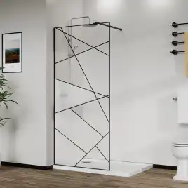 Душевая перегородка Azario 100 AZ-271-100-MB-CGP, профиль черный матовый, стекло Прозрачное, с графическим принтом