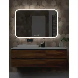 Зеркало с подсветкой AVS Байкал 120x80 см, антипар и часы