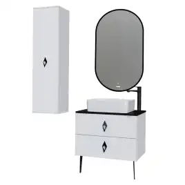 Шкаф-пенал для ванной Grossman Вива 35 подвесной, белый глянцевый (303511)