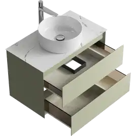 Тумба с раковиной подвесная Aqwella Geometria 80 GE01082SH+STG814X476MW, со столешницей мрамор белый, цвет зеленый шалфей