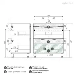 Тумба под раковину Grossman Виста 75 напольная, белая глянцевая (107565)