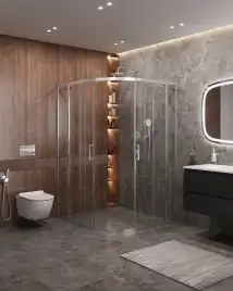 Душевой уголок CEZARES MOLVENO-RH-22-120/110-C-Cr-IV стекло Прозрачное, профиль Хром