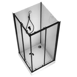 Душевая кабина Loranto 90х90 низкий поддон, прозрачное стекло, профиль Черный, CS-21801