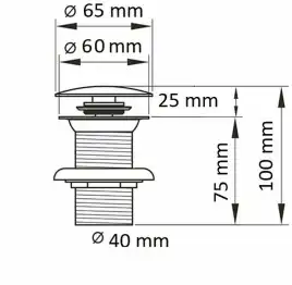 Донный клапан для раковины CeramaLux RD018 без перелива, Черный глянцевый