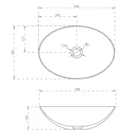 Раковина накладная ABBER STEIN 50х35х15 AS2609, овальная, белая матовая
