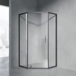 Душевой уголок AVS Трапеция Слим 90x90 профиль черный матовый, стекло прозрачное, 803-0001-195-9090-BM-T