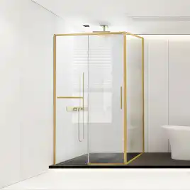 Душевой уголок Vincea Slim Soft 120х90 VSR-1SS9012CLG, профиль брашированное золото, стекло Прозрачное