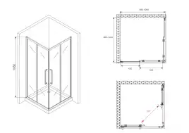 Душевой уголок ABBER Schwarzer Diamant 100х100 см, AG02100BH, профиль черный, стекло прозрачное