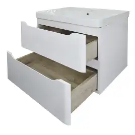 Тумба с раковиной Azario Lotos 60 CS00083929, подвесная, Белая глянцевая